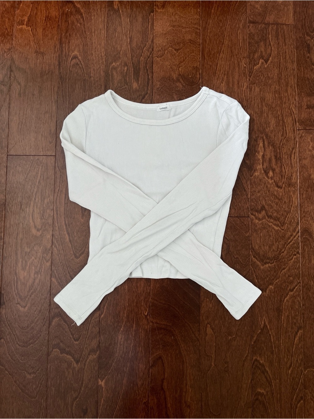 2 Garage White Ribbed Long-Sleeve Tee